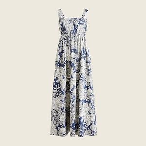 j.crew Gathered tank midi dress in Navy Ratti® seashell print